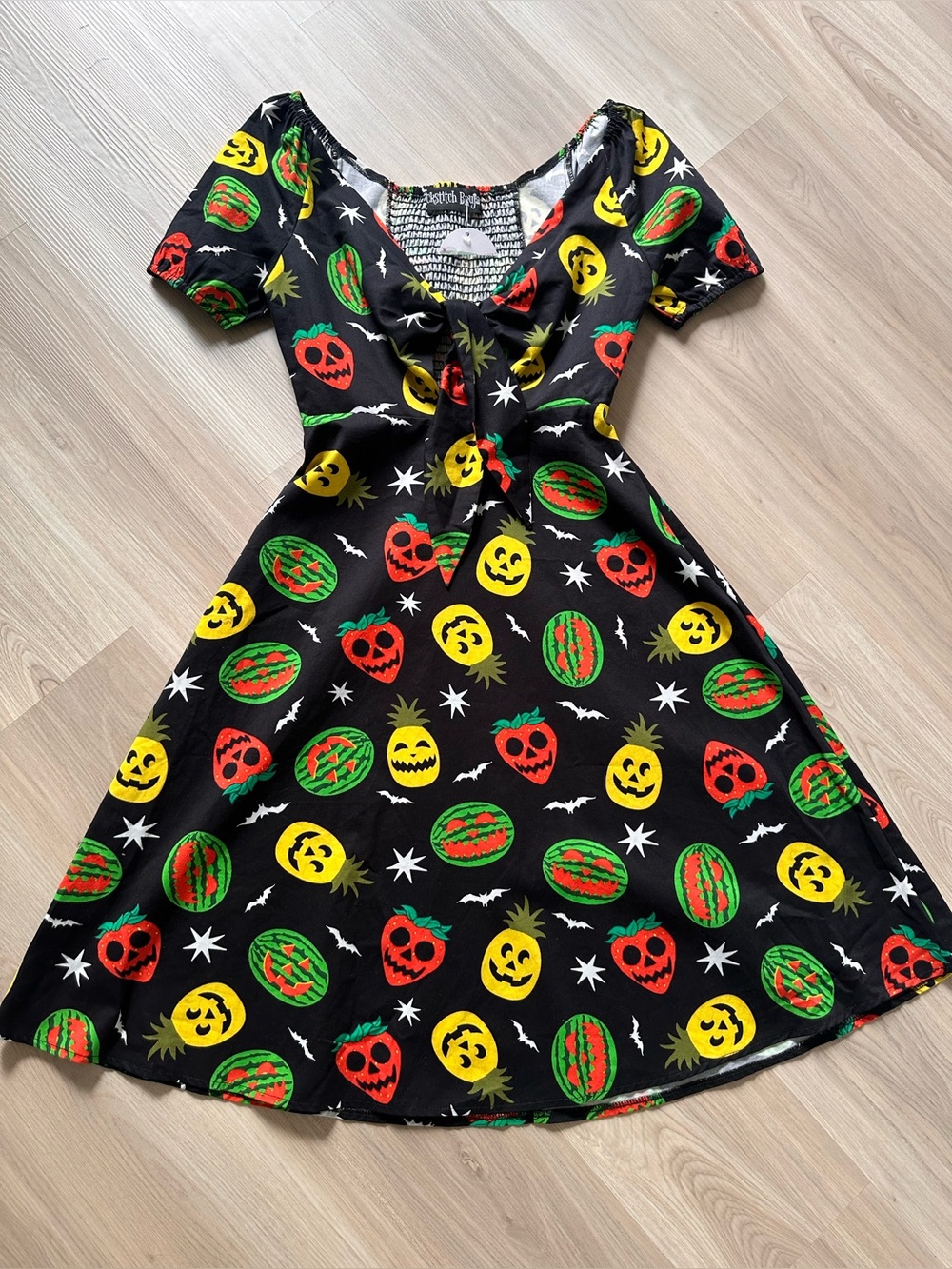 Back Stitch Bruja Summerween Babydoll Dress Spooky Fruit Halloween S